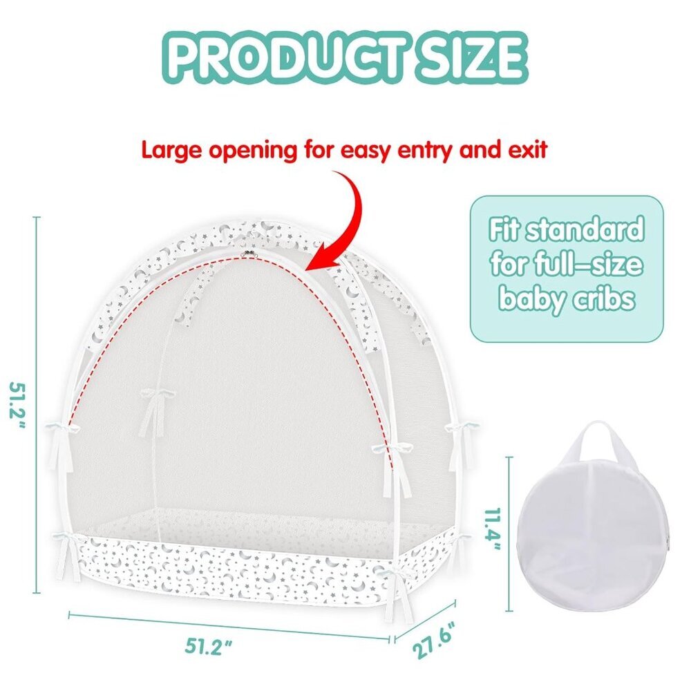 Crib Tent - Crib Net to Keep Baby in, Stop Baby from Climbing Out of Crib, Pop U - Picture 3 of 7